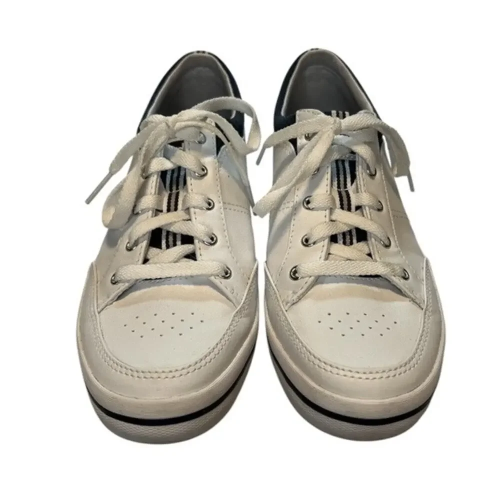 Keds, Rebel lace up leather sneaker, White w/Navy trim, women’s size 8 - Picture 4 of 13